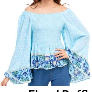 Angie floral ruffle top medium